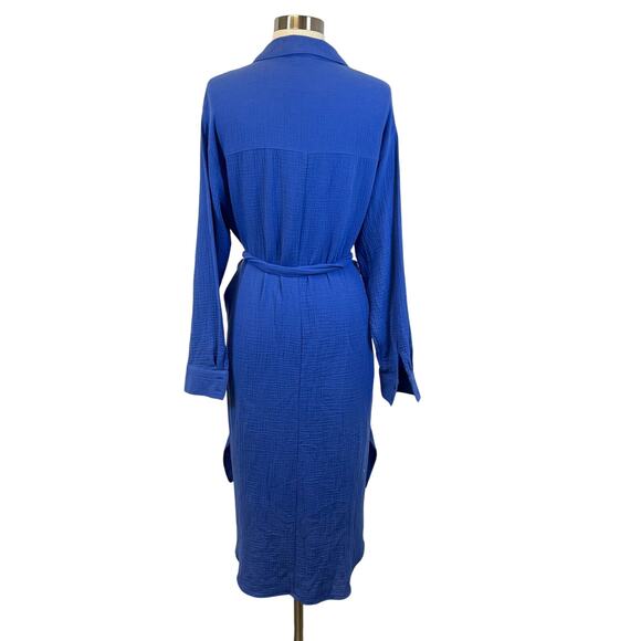 Magaschoni Blue Gauze Organic Cotton Dress/cover up  button down Size Small - Picture 5 of 10
